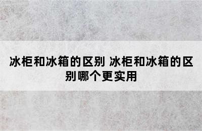 冰柜和冰箱的区别 冰柜和冰箱的区别哪个更实用